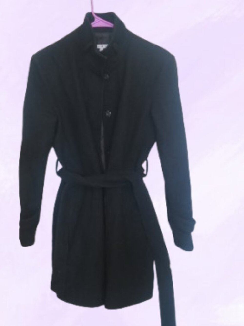 OwnCraft women's warm belted wool blend peacoat in black size medium.